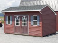 10x16 Cottage Style Storage Shed with Red Vinyl Siding